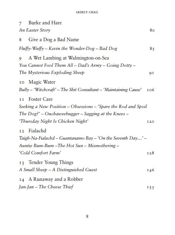 contents page from skirly crag by helen percy