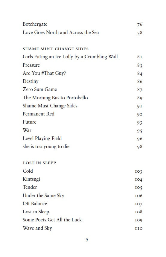 Contents page from Love goes north by julie mcneill
