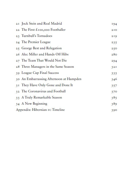 Contents page from hibs 150 by tom Wright