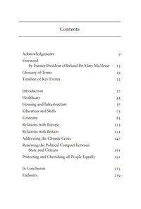 Contents page from Irish Unity Dividend by Ben Collins
