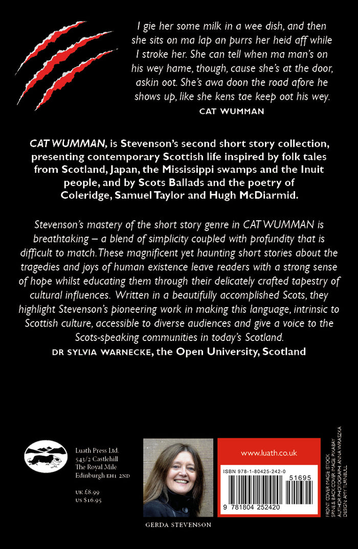Back cover of "Cat Wumman" detailing the story collection's themes.