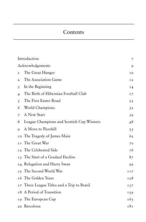 Contents page from hibs 150 by tom Wright