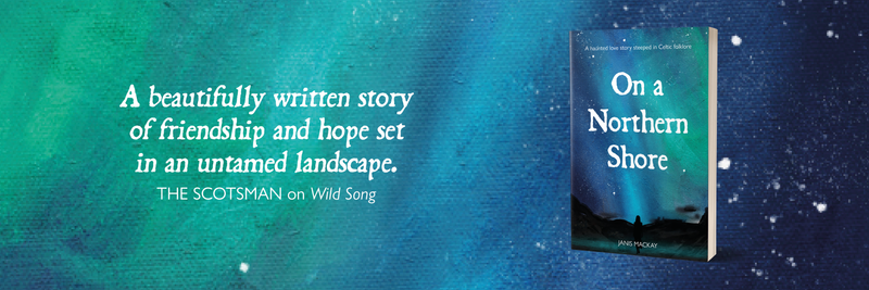 Book cover of 'On a Northern Shore' on a blue and green gradient background with text about friendship and hope.