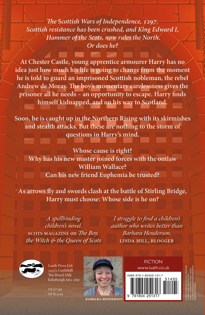 the back cover of to war with wallace by barbara henderson. childrens historical fiction book