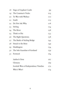 contents page from to war with wallace by barbara henderson