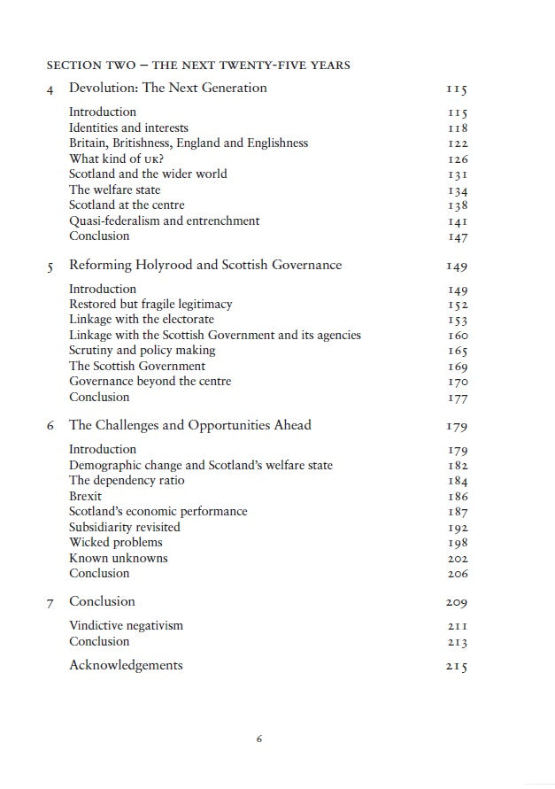 contents page from unfinished business by henry mcleish and james mitchell