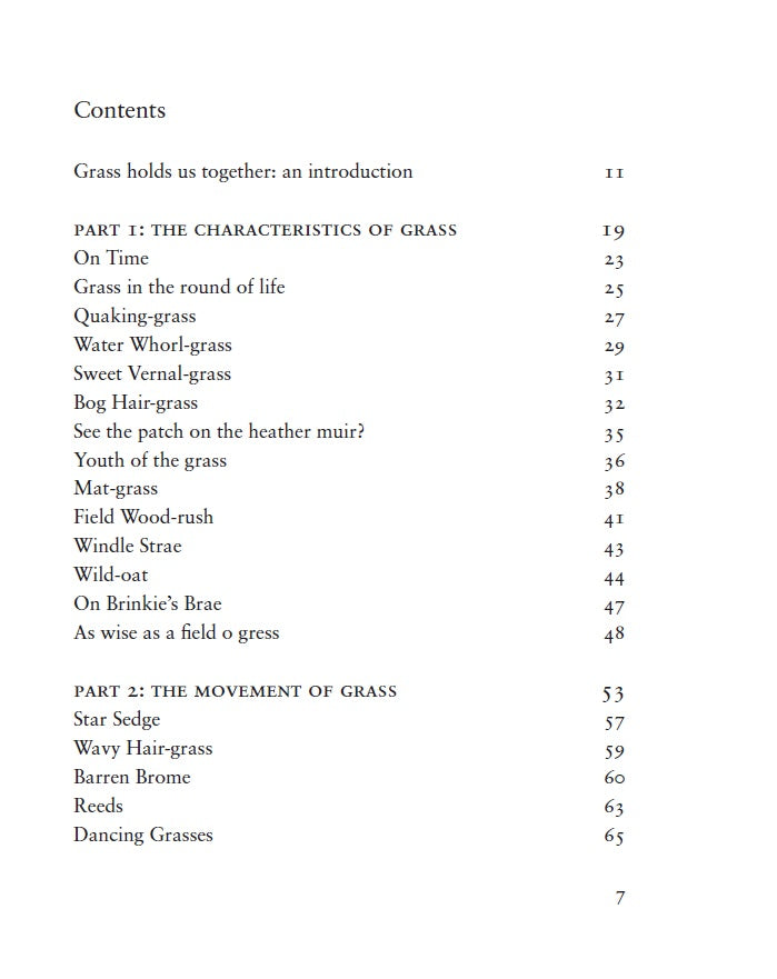 contents page from when the grass dances by valarie gillies and rebecca mar